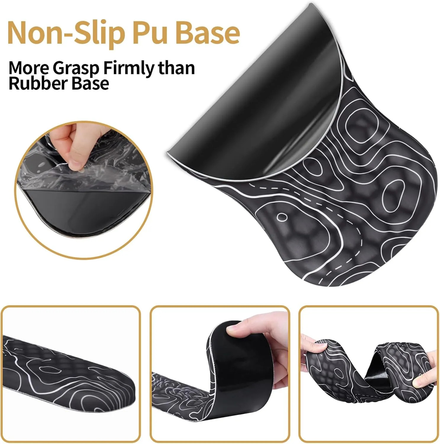 Mouse Pad Wrist Support,Ergonomic Mouse Pad with Wrist Rest,Computer Mouse Pads Pain Relief Keyboard Wrist Rest with Coaster,Non-Slip Computer Gel Mouse Pad for Desk Laptop Office-Topographic Map