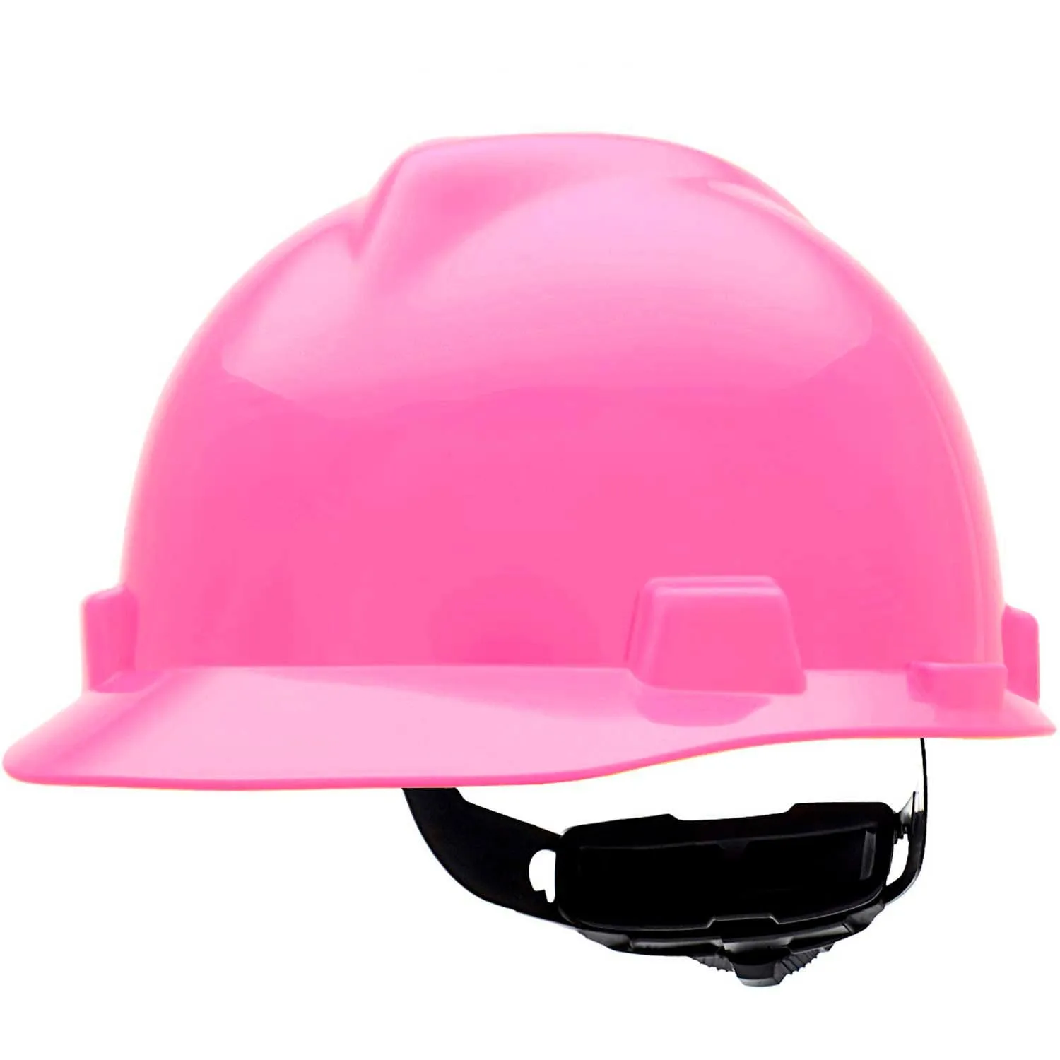 MSA 10155230 V-Gard Cap Style Safety Hard Hat With Fas-Trac III Ratchet Suspension | Polyethylene Shell, Superior Impact Protection, Self Adjusting Crown Straps - Standard Size in Hot Pink