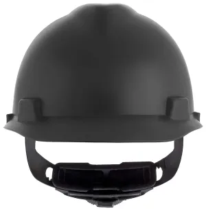 MSA 10203092 V-Gard Cap Style Safety Hard Hat with Fas-Trac III Ratchet Suspension | Polyethylene Shell, Superior Impact Protection, Self Adjusting Crown Straps - Standard Size in Matte Black