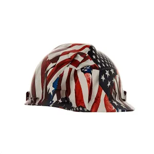 MSA 10204771 Hydro Dip V-Gard Cap Style Safety Hard Hat With Fas-Trac III Ratchet Suspension | Polyethylene Shell, Self Adjusting Crown Straps - Standard Size in One Nation