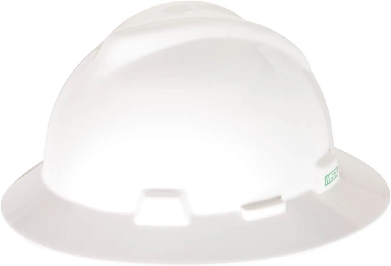 MSA V-Gard Full-Brim Hard Hat with Suspension - Polyethylene Shell, Superior Impact Protection and Self Adjusting Crown Straps - Standard Size Hard Hat