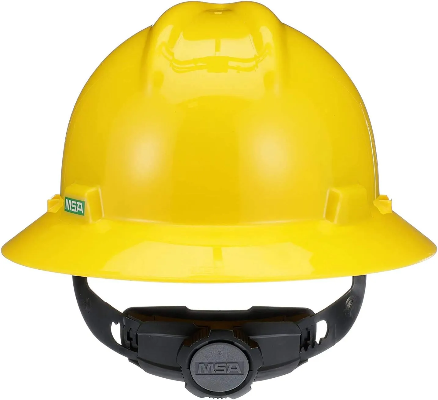 MSA V-Gard Full-Brim Hard Hat with Suspension - Polyethylene Shell, Superior Impact Protection and Self Adjusting Crown Straps - Standard Size Hard Hat