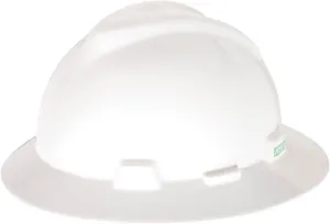 MSA V-Gard Full-Brim Hard Hat with Suspension - Polyethylene Shell, Superior Impact Protection and Self Adjusting Crown Straps - Standard Size Hard Hat