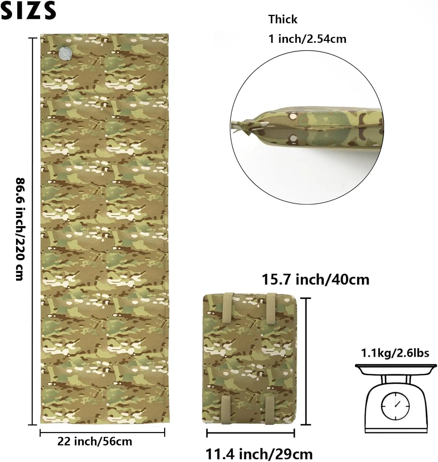 MT Military Army Alice Embedded Air Self-Inflating Camp Mat