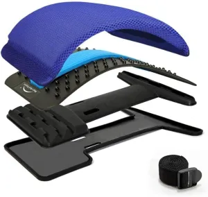 Multi-Level Magic Back Stretching Device with Memory Foam Pad,Back Lumbar Support for Office Chair and Car Lumbar Traction Device for Back Pain Relief(Blue Pad/Black)