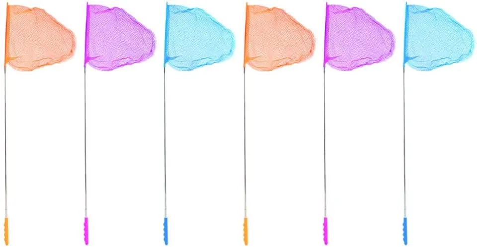 Multipurpose Catching Nets 6pcs Telescopic Butterflies Fishing Nets for Boys and Girls Catcher Kit Alloy Pole Random Color