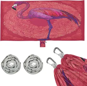 Mysterious Retro Red Flamingo Camping Hammock Single Portable Hammocks 330 lbs Capacity with 2 Tree Straps and Attached Carry Bag,Perfect for Outdoor,Indoor,Beach,Camping,Travel