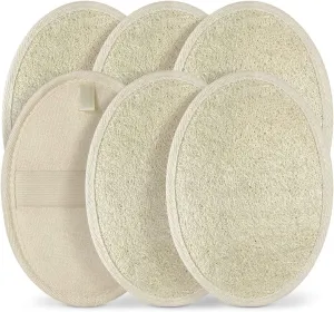 Natural Loofah Sponge, Organic Loofah, Exfoliating Loofah Pad, Natural Body Scrubber, for Shower, Bath, Dead Skin Removal (6 Pack)