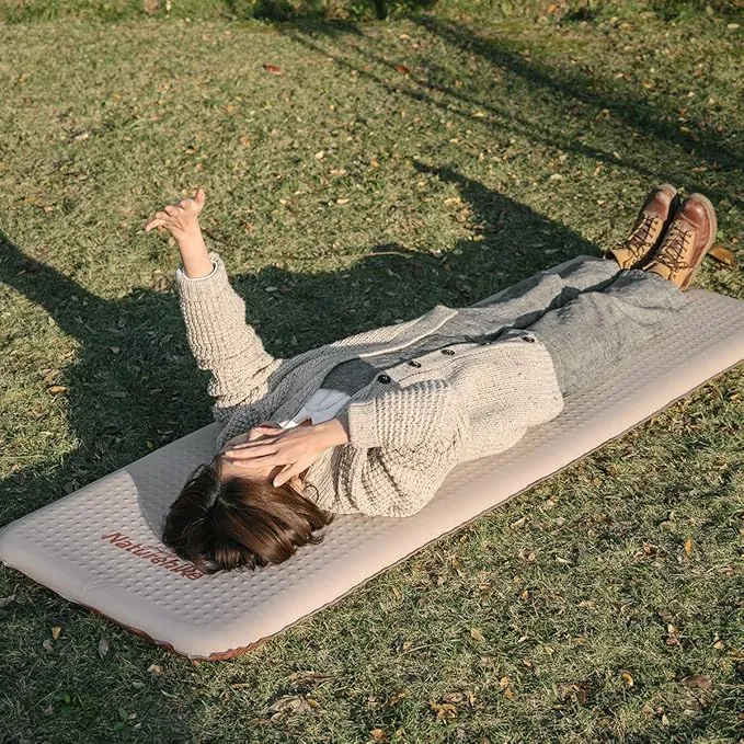 Naturehike 2.4in Foam Silent Self-Inflatable Sleeping Pad, 7.5 R-Value Sleeping Mat, Soft, Comfortable, Lightweight Queen Size Air Mattress for Camping, Backpacking, Hiking (Double, Green)