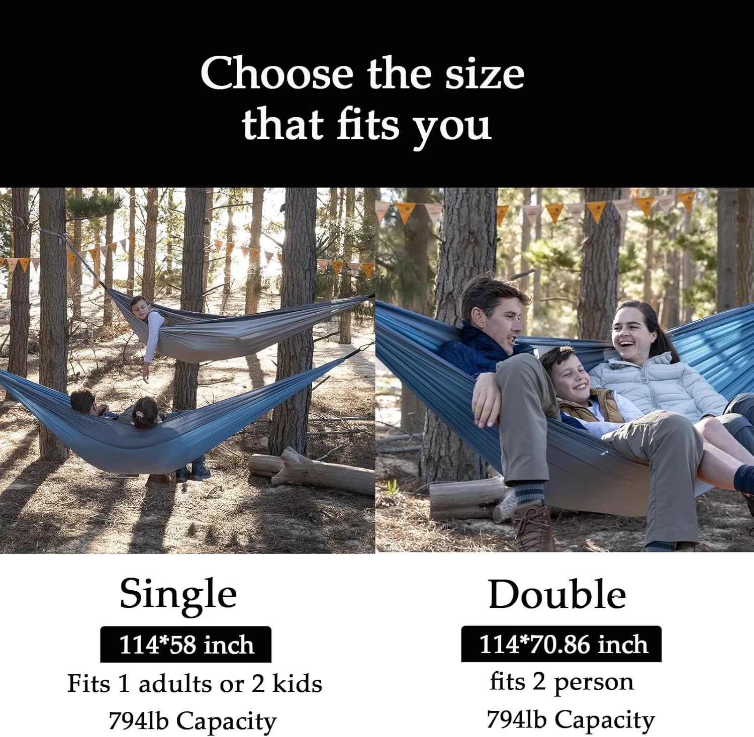 Naturehike Camping Hammock, Single & Double Hammock 794 Lb Capacity 1 & 2 Person Hammock Portable Tree Hammock for Outside Travel Hiking Camping Accessories (Red, Double(114 * 70.86 inch))