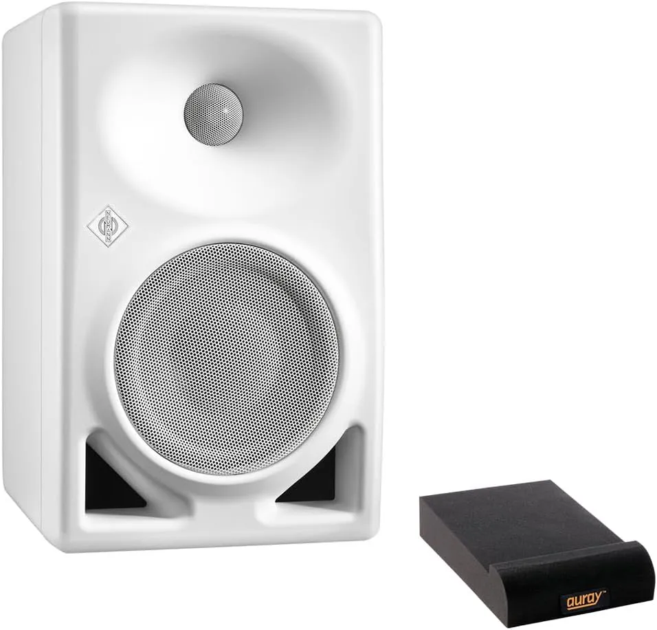 Neumann KH 120 II AES67 Active 5.25" 2-Way Studio Monitor (White, Single) Bundle with Auray IP-S Small Isolation Pad