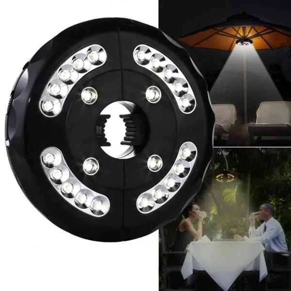 New Version Outdoor Portable 24 LED Battery-Operated 3 Lighting Modes Cordless Patio Umbrella Pole Light Camping Tent Lamp