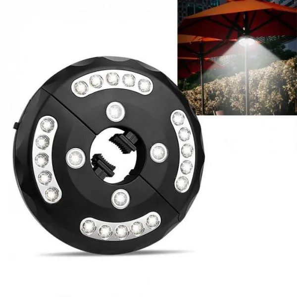 New Version Outdoor Portable 24 LED Battery-Operated 3 Lighting Modes Cordless Patio Umbrella Pole Light Camping Tent Lamp