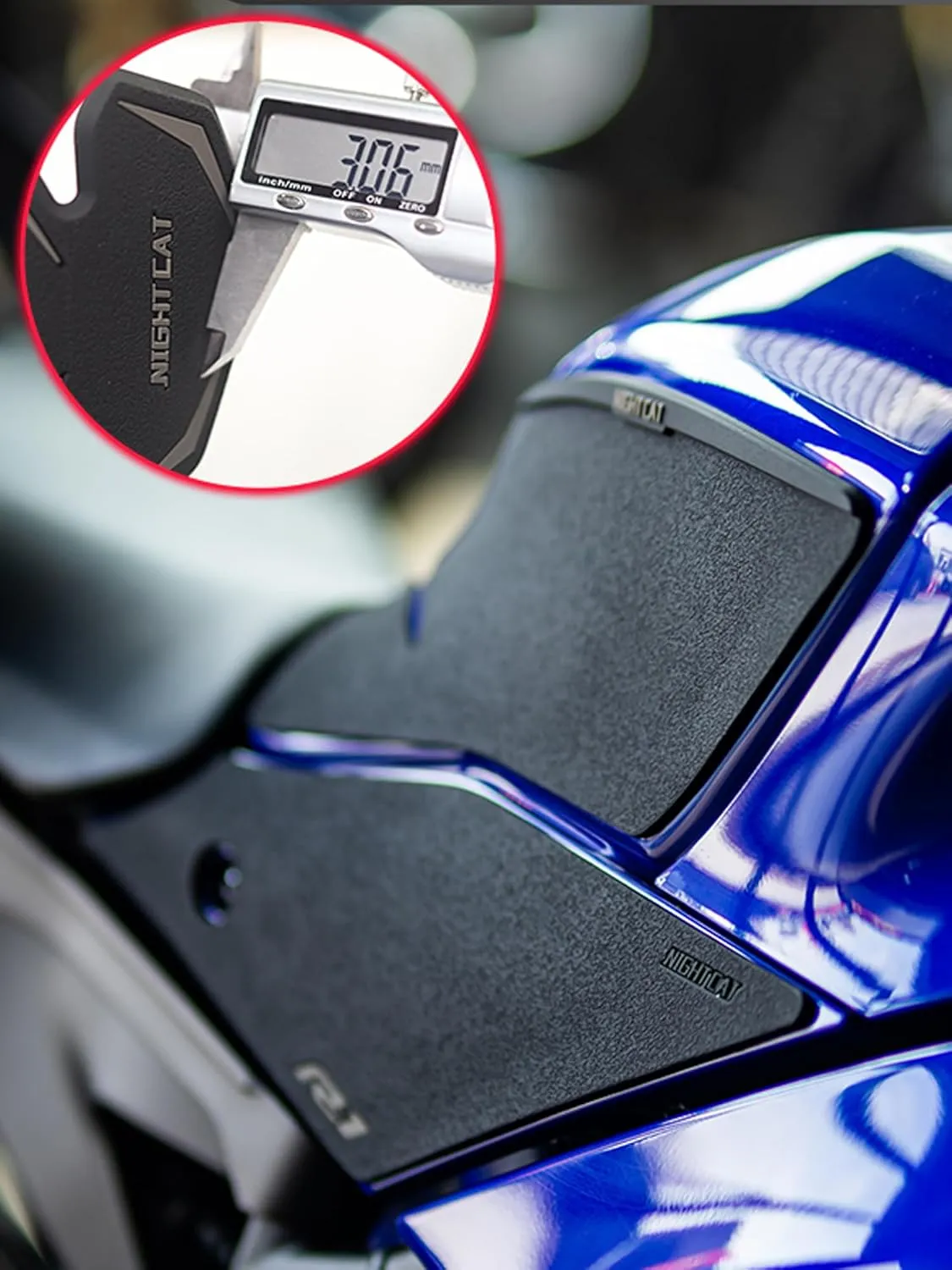 NIGHT CAT Compatible with YZFR1 R1,Fuel tank sticker fishbone sticker anti-skid sticker fuel tank protection sticker,Tank side traction pad(R1)