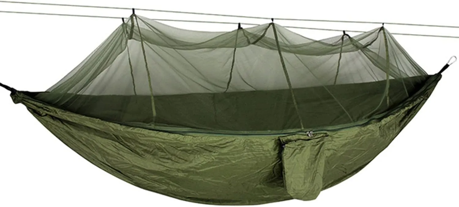 NOBRIM Camping Hammock Portable Hammock with Mosquito Net 2 Person Outdoor Tent Canopy Parachute 210T Nylon Hanging Bed for Outdoor