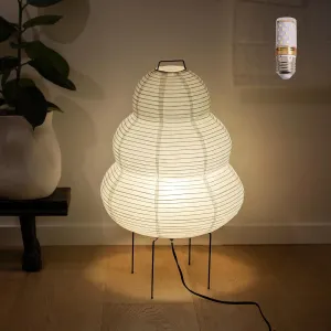 Noguchi Lamp, Wabi-Sabi Paper Floor Lamp, Dimmable Japanese Rice Paper Lantern, Akari Floor Lamp with 3 Color, Japan Lamp for Living Room, Bedroom or Desktop