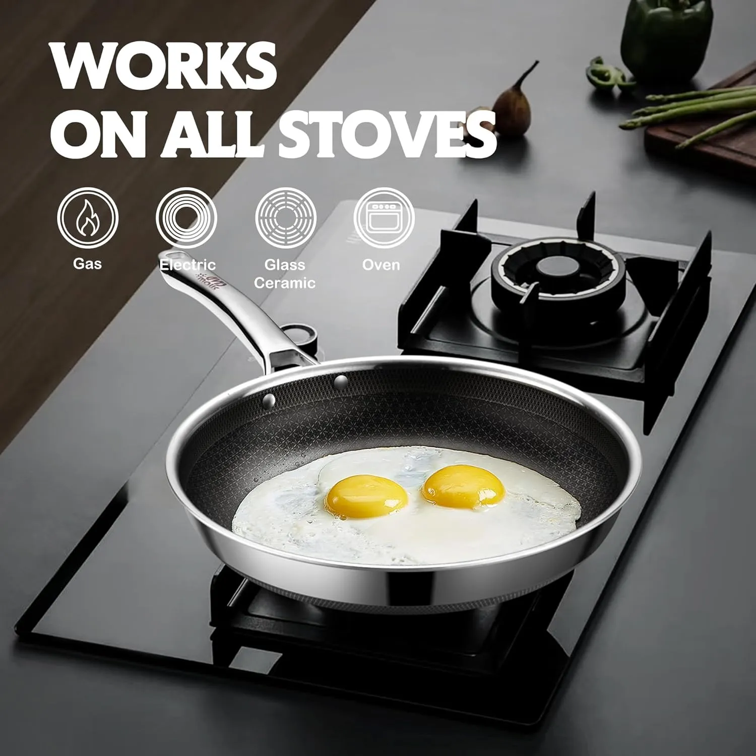 Non Stick Frying Pans,Hybrid 10 inch Frying Pans Nonstick,PFOA Free Cookware,non stick Stainless Steel Skillets,Dishwasher and Oven Safe, Works on Induction,Ceramic and Gas Cooktops