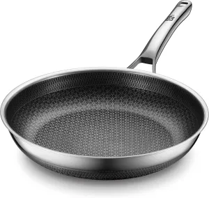 Non Stick Frying Pans,Hybrid 10 inch Frying Pans Nonstick,PFOA Free Cookware,non stick Stainless Steel Skillets,Dishwasher and Oven Safe, Works on Induction,Ceramic and Gas Cooktops