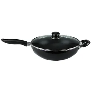 Non Stick Wok Aluminium Frypan Cookware Ceramic Glass Lid Set Fry Pan 28cm