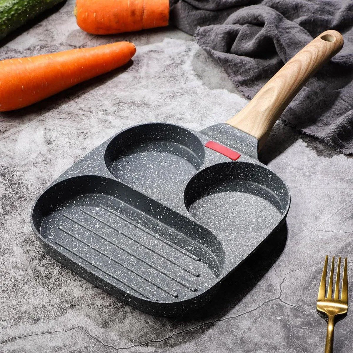 Nonstick Three in One Egg Frying Pan Skillet Breakfast Cooker for Kitchen Use
