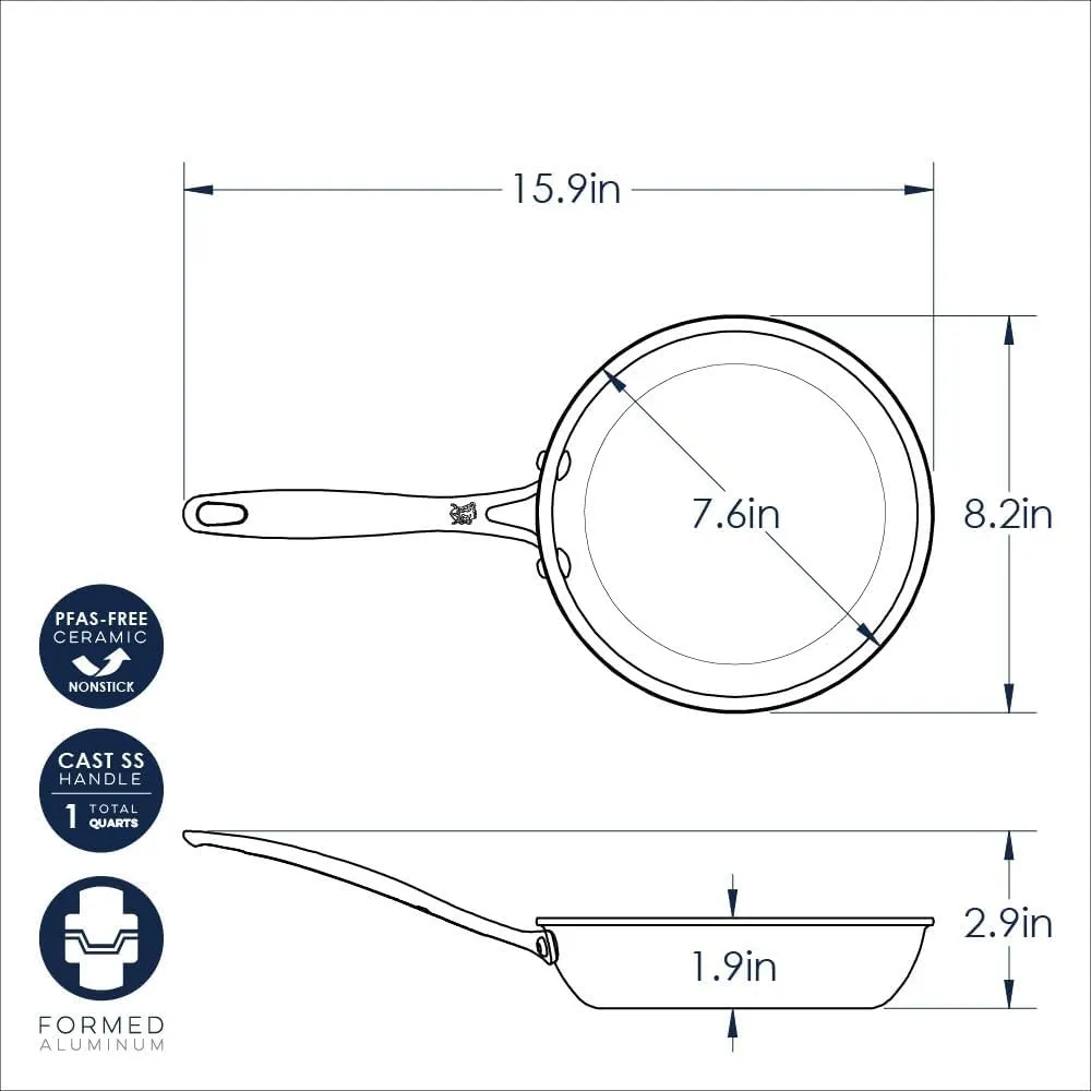 Nordic Ware Basalt Aluminum Saute Skillet, 8-Inch, Ceramic Coating