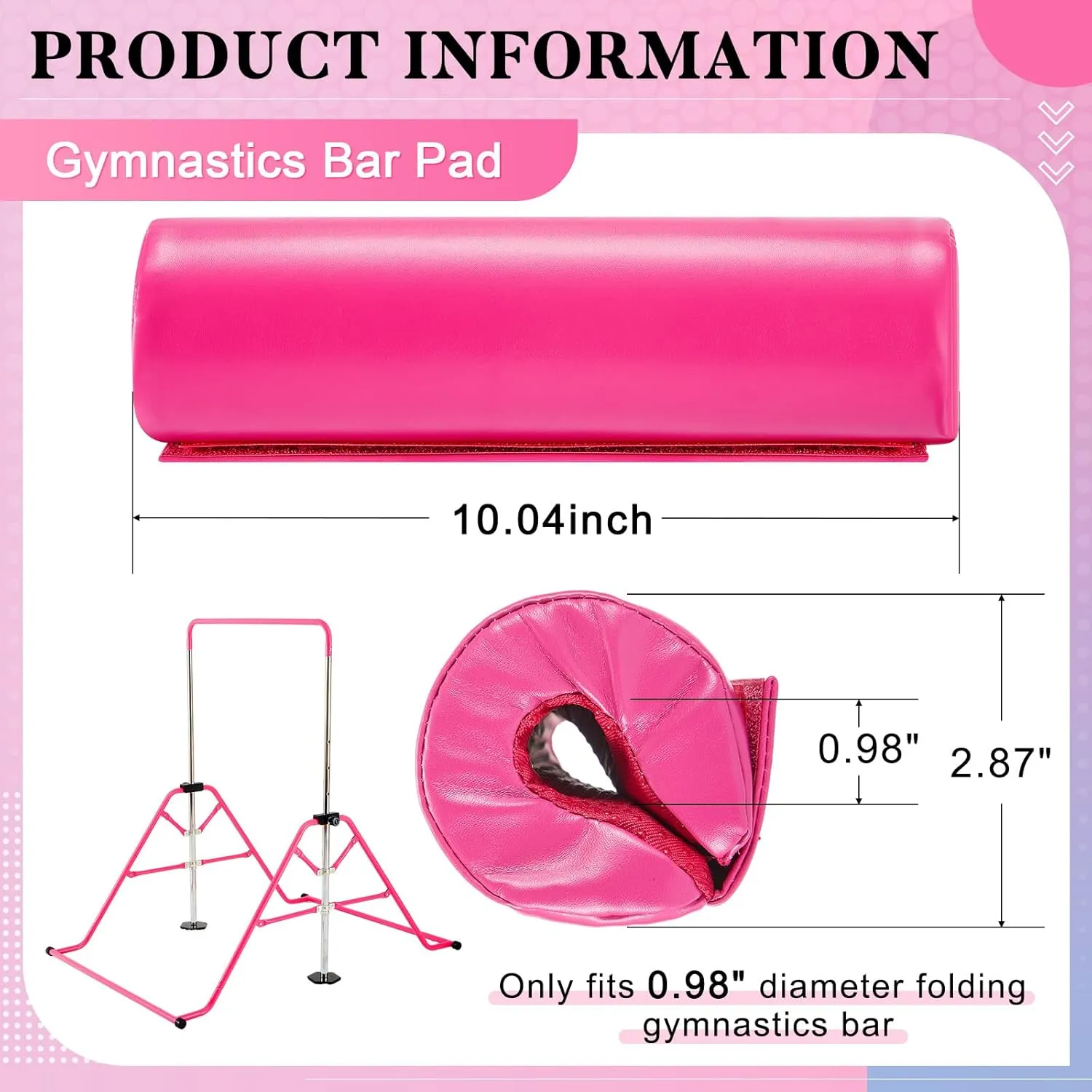 Nuanchu Gymnastics Bar Pad for 0.98" Diameter Folding Gymnastics Bar Foam Padding Sleeve for Uneven Bars, Parallel Bars, Horizontal Bar, Ballet Bar Cushion Gymnastics Gifts