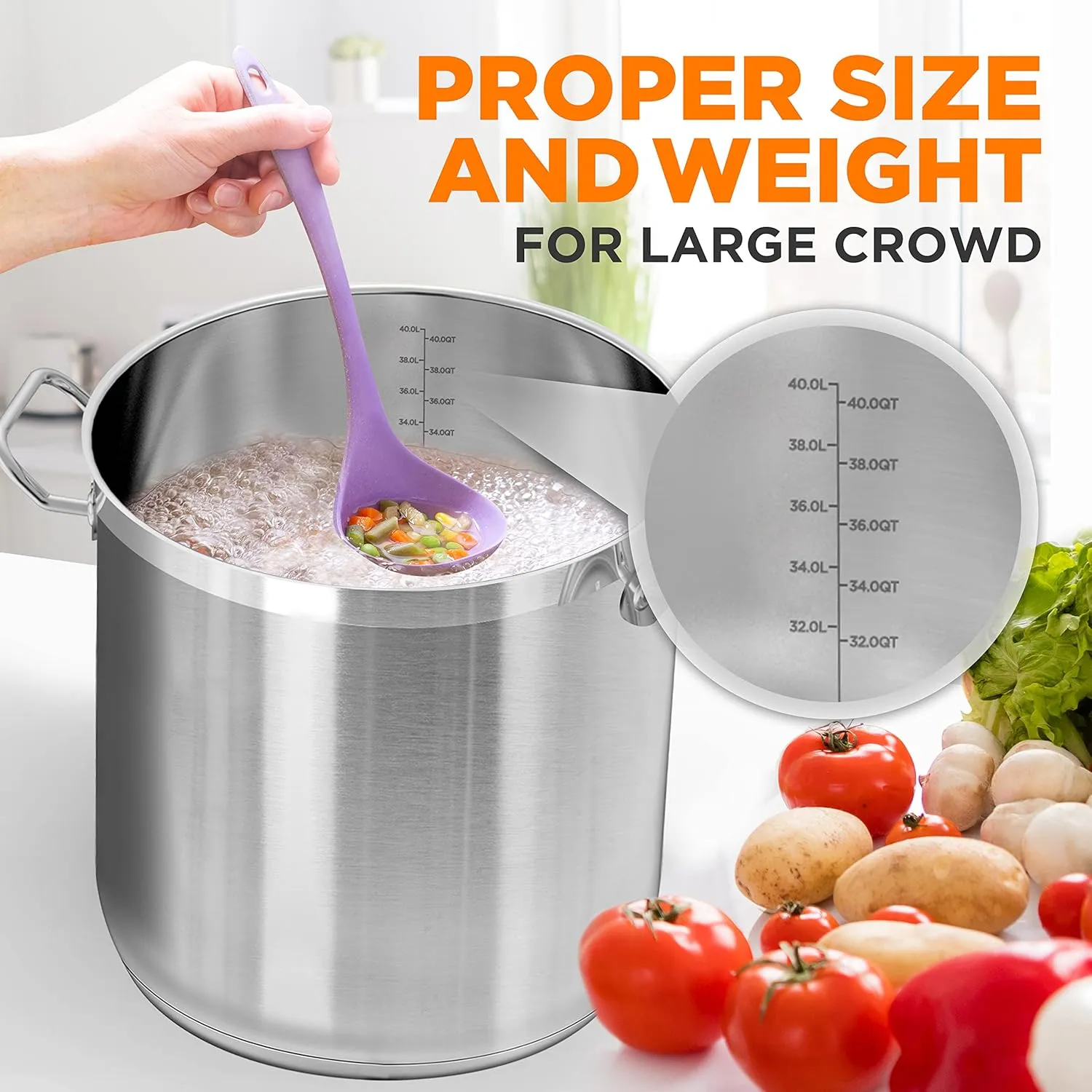 Nutrichef Stainless Steel Cookware Stockpot, 40 Quart Heavy Duty Induction Soup Pot With Stainless Steel Lid And Strong Riveted Handles, Even Heat Distribution, Compatible With Most Cooktops