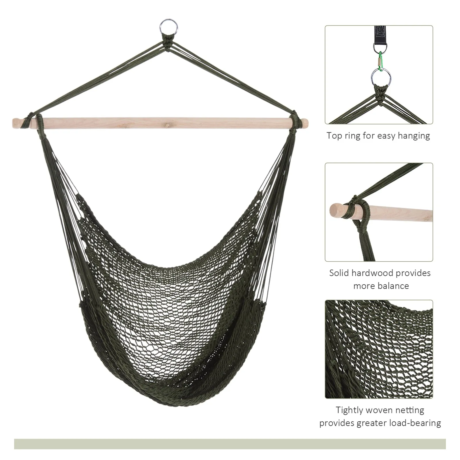Nylon Woven Hammock Chair Air Sky Hanging Swing Portable Outdoor Indoor Relaxation