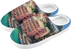 Ocean and Harbor Village Vernazza, Cinque Terre, Italy Fuzzy Memory Foam Slippers Comfort Soft Warm Slippers Casual Cozy Shoes for Women Men House Bedroom Indoor Outdoor XXXL Size