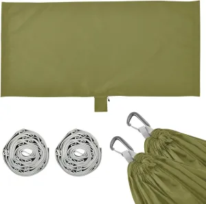 Olive Green Solid Color Camping Hammock, Single Portable Hammocks with Tree Straps & Attached Carry Bag, 330Lbs Capacity Perfect for Outside Indoor Hiking Beach Backpack Travel