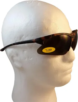 Olympic 30-06 Bifocal Safety Glasses w/Tortoise Frame, 1.5 power Brown Bifiocal Lens with Lens Cleaning Bag