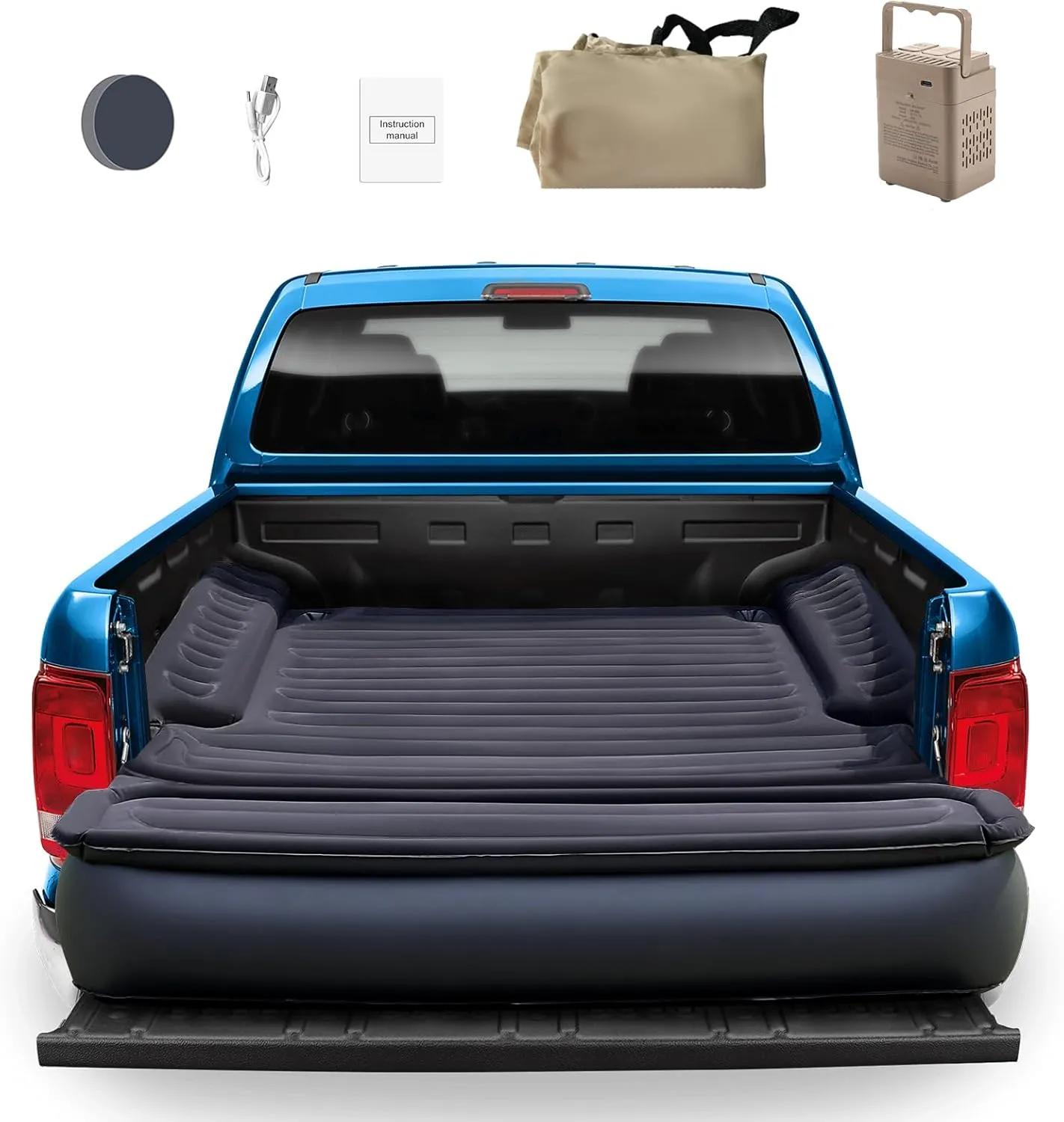 OPP ULITE Truck Bed Air Mattress Easy Inflation, 9.8inch Full Size 6P Eco-Friendly PVC Flocking, Skin-Friendly Feeling Air Mattresses Sleeping Pad for Trucks Beds Outdoor Camping Car Travel