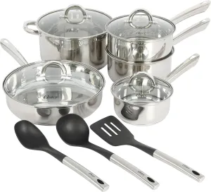Oster Sangerfield 12 Piece Stainless Steel Cookware Set W/Kitchen Tools