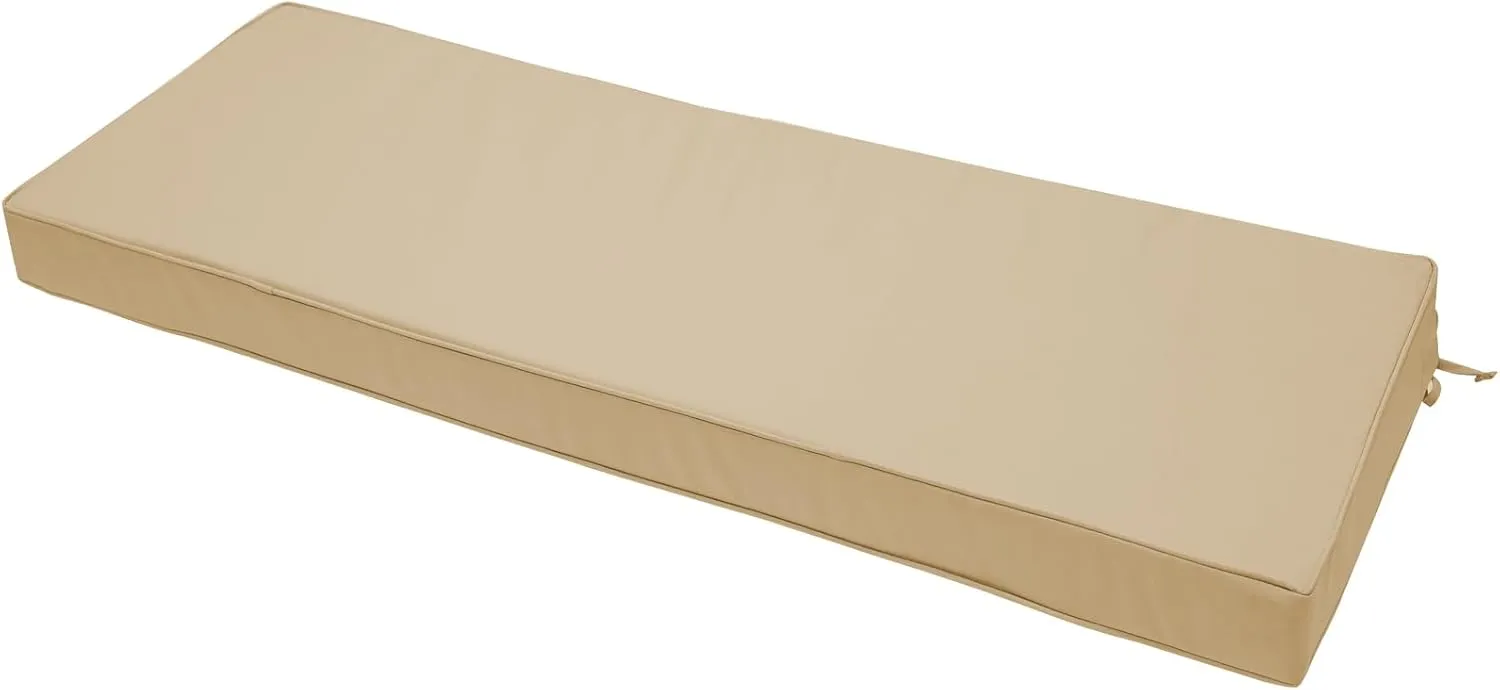 Outdoor Bench Cushion 54 x 18 x 3 Inch, Waterproof Patio Furniture Cushions with Ties, Non-Slip Rectangle Bench Seat Cushion Foam Pad for Garden Sofa Settee Couch Swing, Beige
