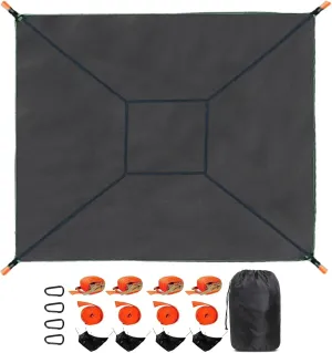 Outdoor Camping Hammock, 13ft Square Hammock Max 550 Lbs for 2-5 Adults Kids, Multi Person Tree Hammock with 4 Ratchet Tie Down Straps & Net Pocket
