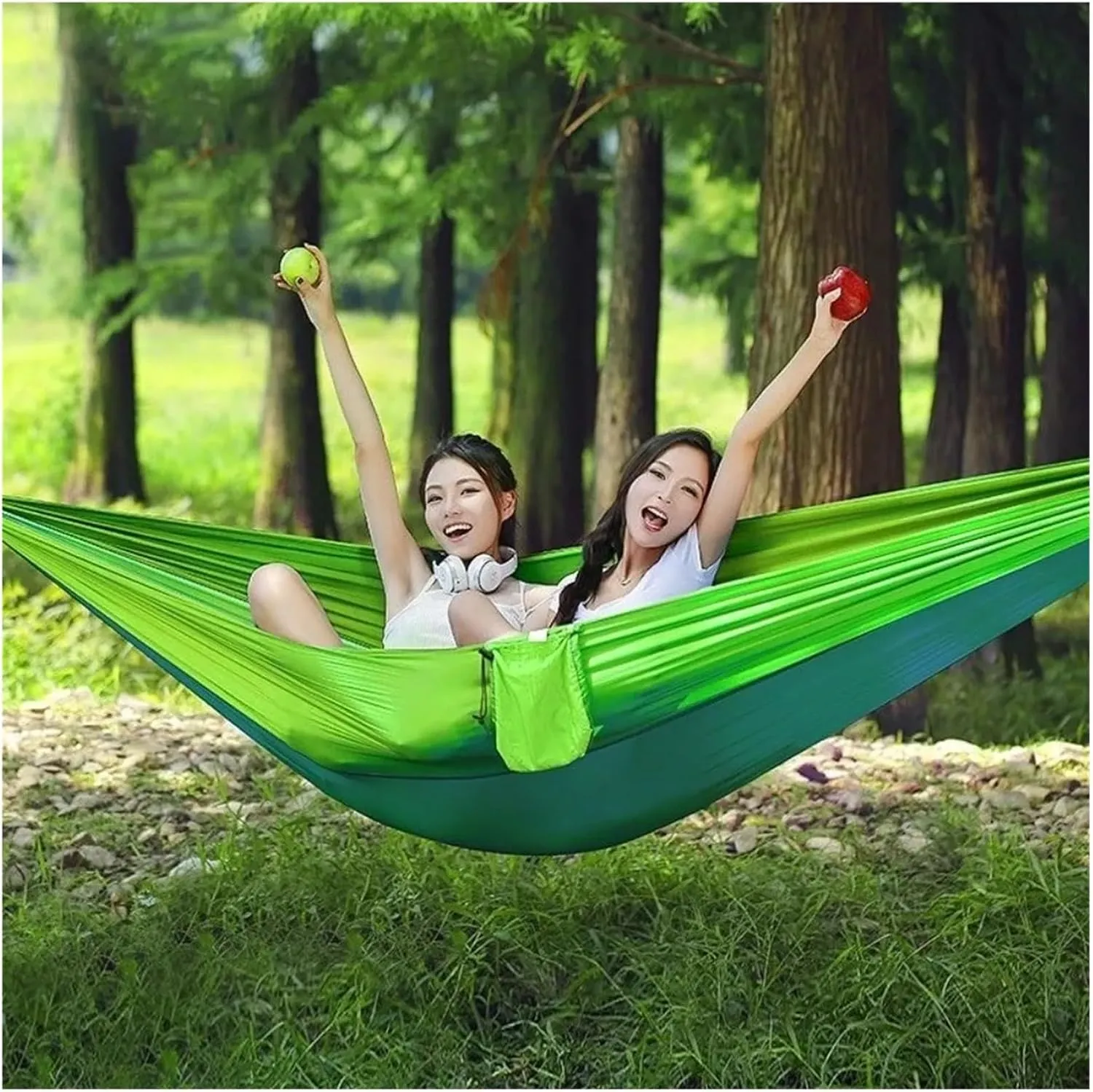 Outdoor Camping Hammock Parachute Fabric with Mosquito Net Lightweight Hanging Hammocks Hanging Bed Net 250x120cm for Terrace, Outdoor(Color 1)