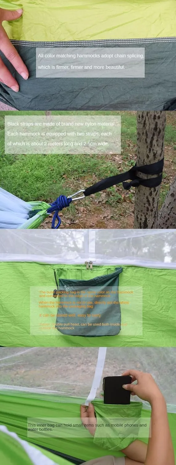 Outdoor Camping Hammock Portable Hammock for Camping, Camping Furniture, Indoor Dormitory and Outdoor Patio (Yellow with Fruit Green)