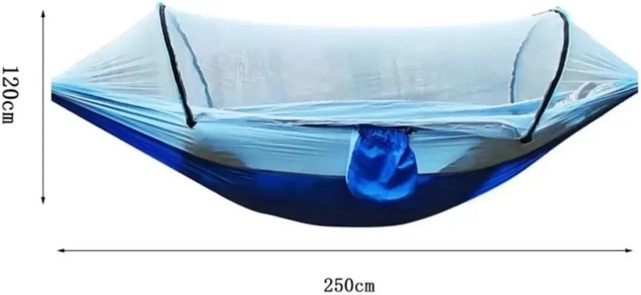 Outdoor Camping Hammock with Mosquito Net Lightweight Hanging Hammocks High Strength Parachute Fabric Hanging Bed Net 250x120cm