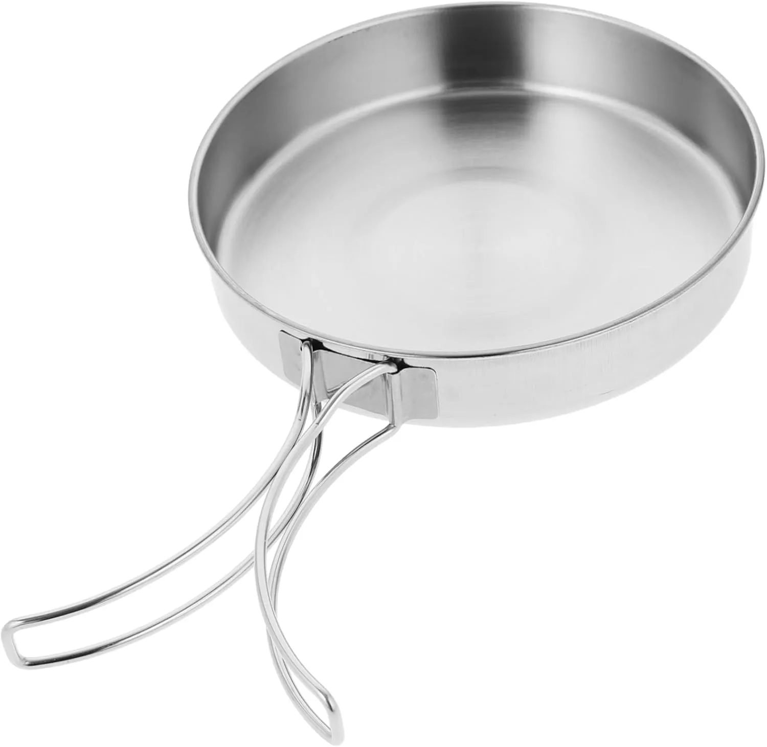 Outdoor Cooking Pot Portable Stainless Steel Frying Pan Non-stick Surface Easy to Use