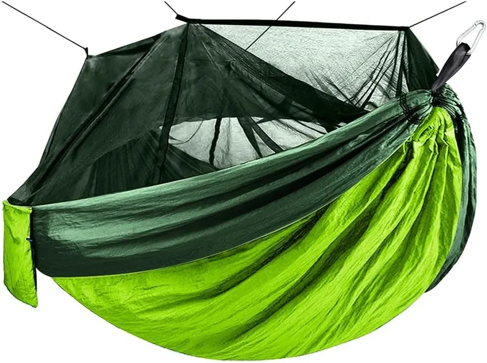 Outdoor Mosquito Net Camping Hammock 1-2 Person Parachute Picnic Hammock Portable Hanging Sleeping Hammock Swing Hammock (Color : Vert) (Vert)