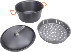 Outdoor Picnic Pot 5L Large Capacity Cooking Pot Camping Cookware Set Camping Gear Serviceable Hard Aluminum Camping Cooking Set for Outdoor Camping (Dual Handles Type)