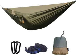 Outdoor Portable Hammock with Mosquito Net and Rain Fly Camping Backpacking Bug Quick Open Hammocks and Netting Parachute Hammock for Yard Beach Hiking Travel