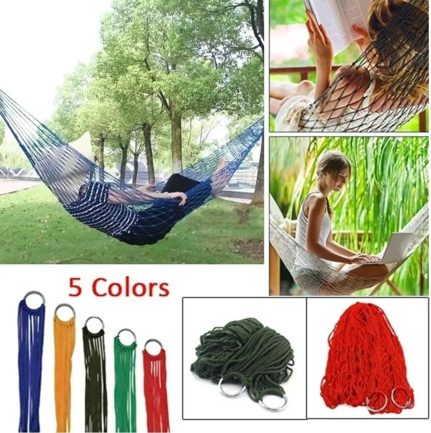 Outdoor Sport Hammock Net Mesh Bed Nylon Portable Camping Hammock Outdoor Swing