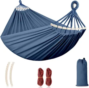 Outerman Camping Portable Hammocks (Max 550lb) Upgraded Thickened Canvas Fabric, Two Anti Roll Balance Beam and Sturdy Metal Knot Tree Straps for Travel, Beach, Backyard etc.