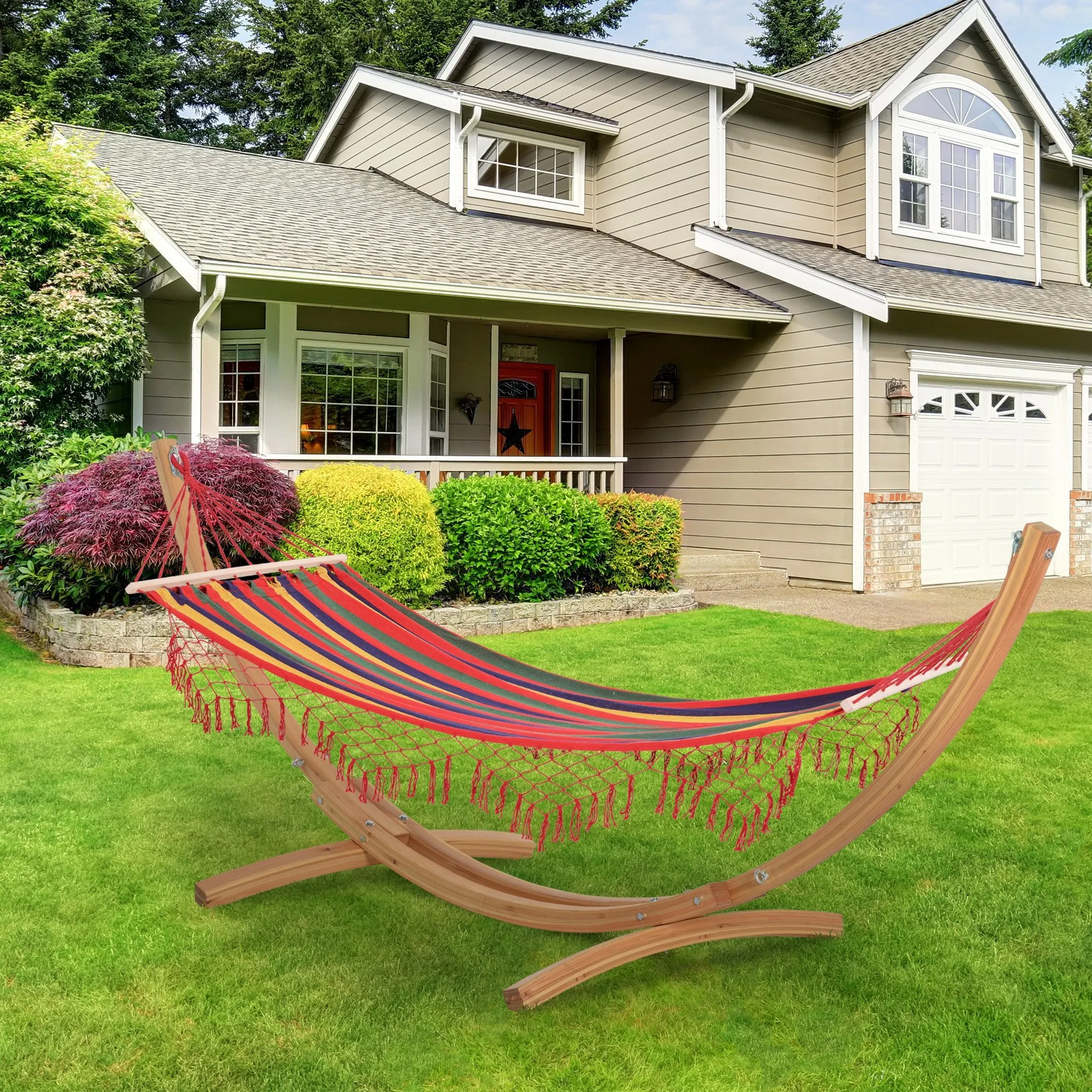Outsunny Brazilian Hammock Portable Hammock Load Capacity Up to 440