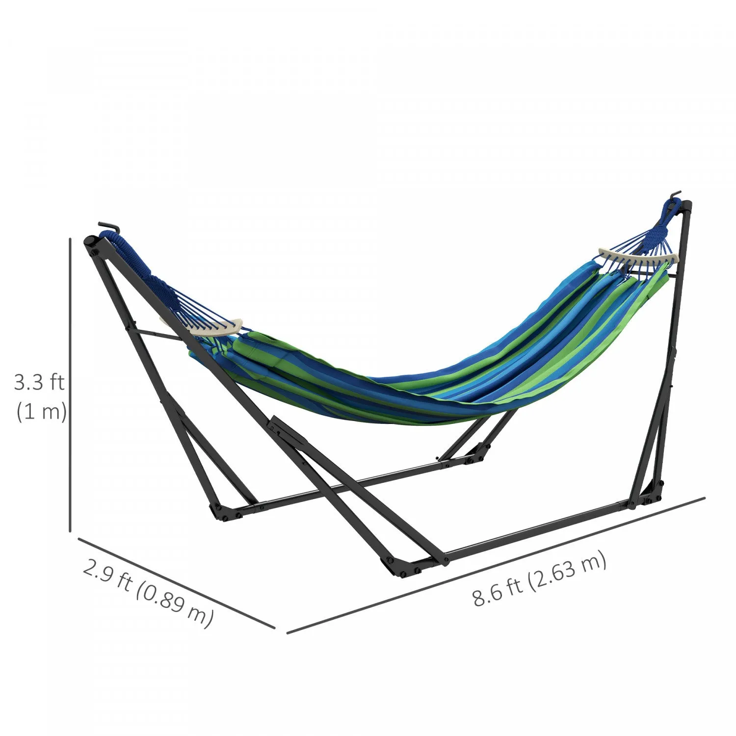 Outsunny Foldable Hammock Stand W/ Hammock, 2-in-1 Portable Hammock, Blue|Outsunny Support De Hamac Pliable Avec Hamac, Hamac Portable 2 En 1, Bleu