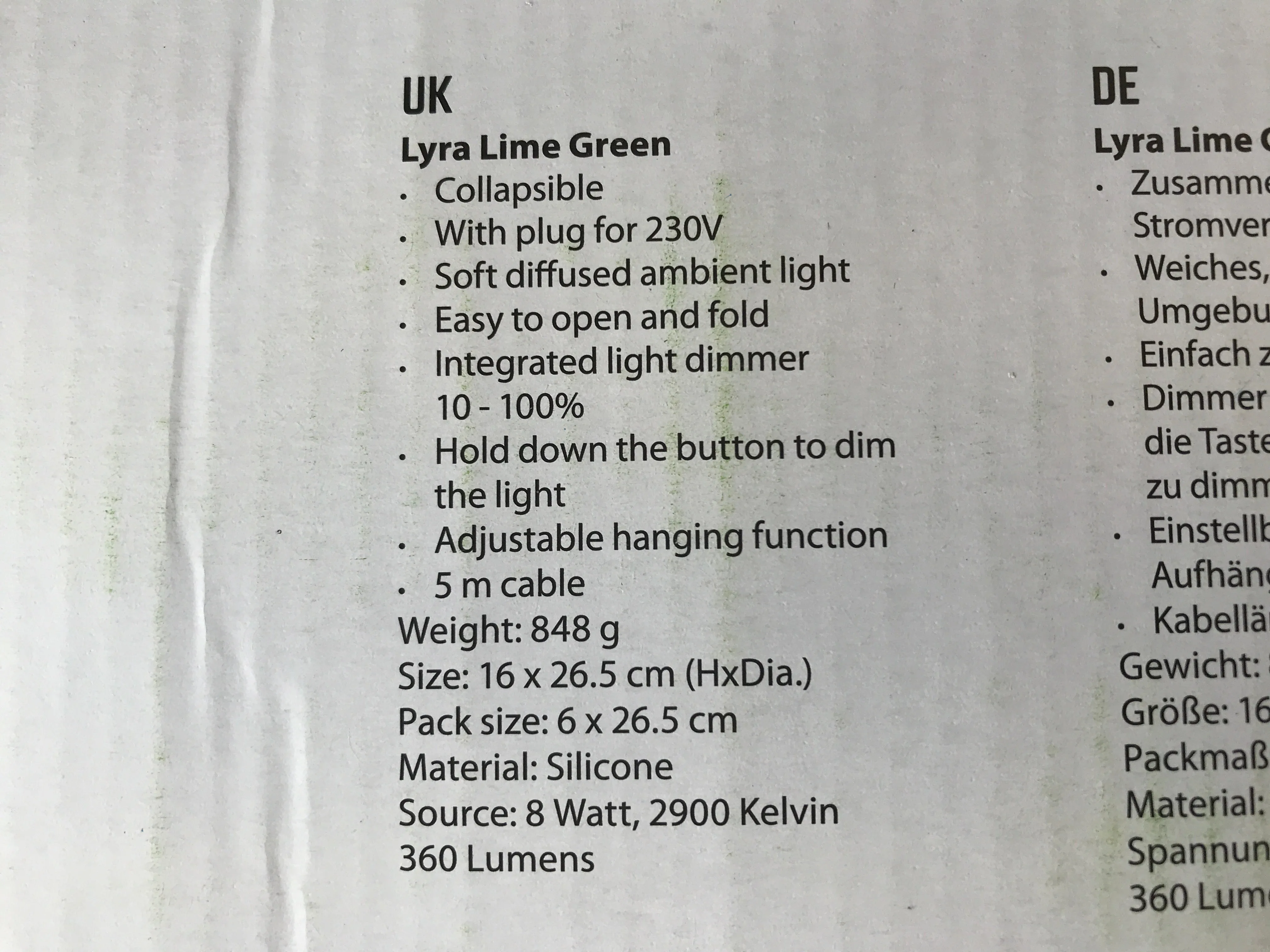 Outwell LED Lyra Lamp 230v