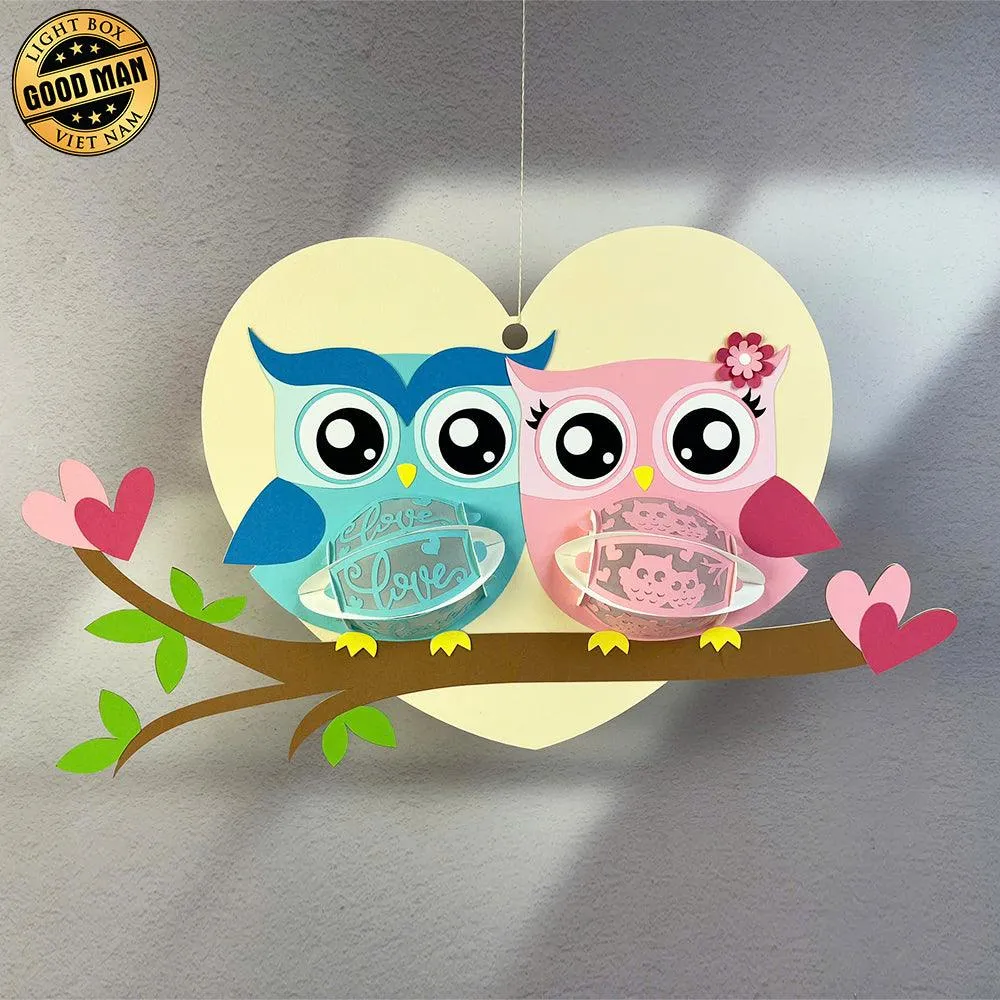 Owl Couple - 3D Love Lantern File - Cricut File 1 - LightBoxGoodMan