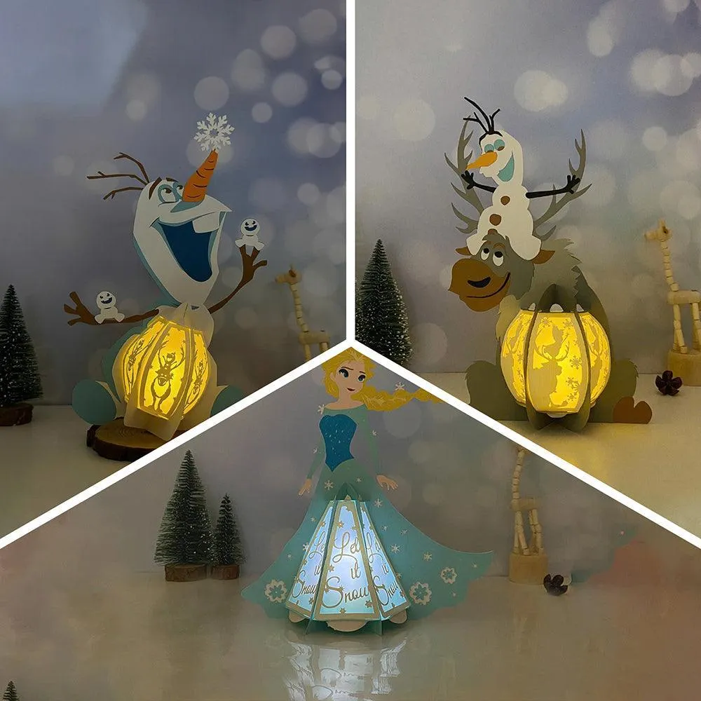 Pack 3 Different Frozen Lantern - 3D Christmas Lantern File - Cricut File - LightBoxGoodMan