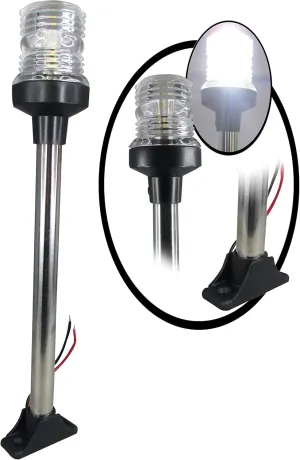 Pactrade Marine 12V Marine Boat Yacht Pontoon Navigation Anchor Light 360 Degrees All Around Nature White LED Splashproof Black Housing USCG Certified Approved (Fixed Base (H=12.75"))